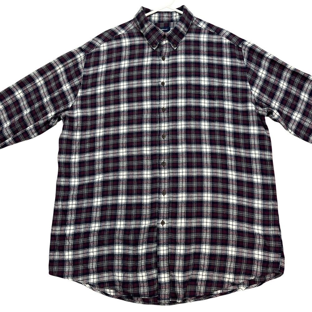 Croft & Barrow Mens XL Red Gray Plaid Flannel Button‎ Down Long Sleeve Shirt